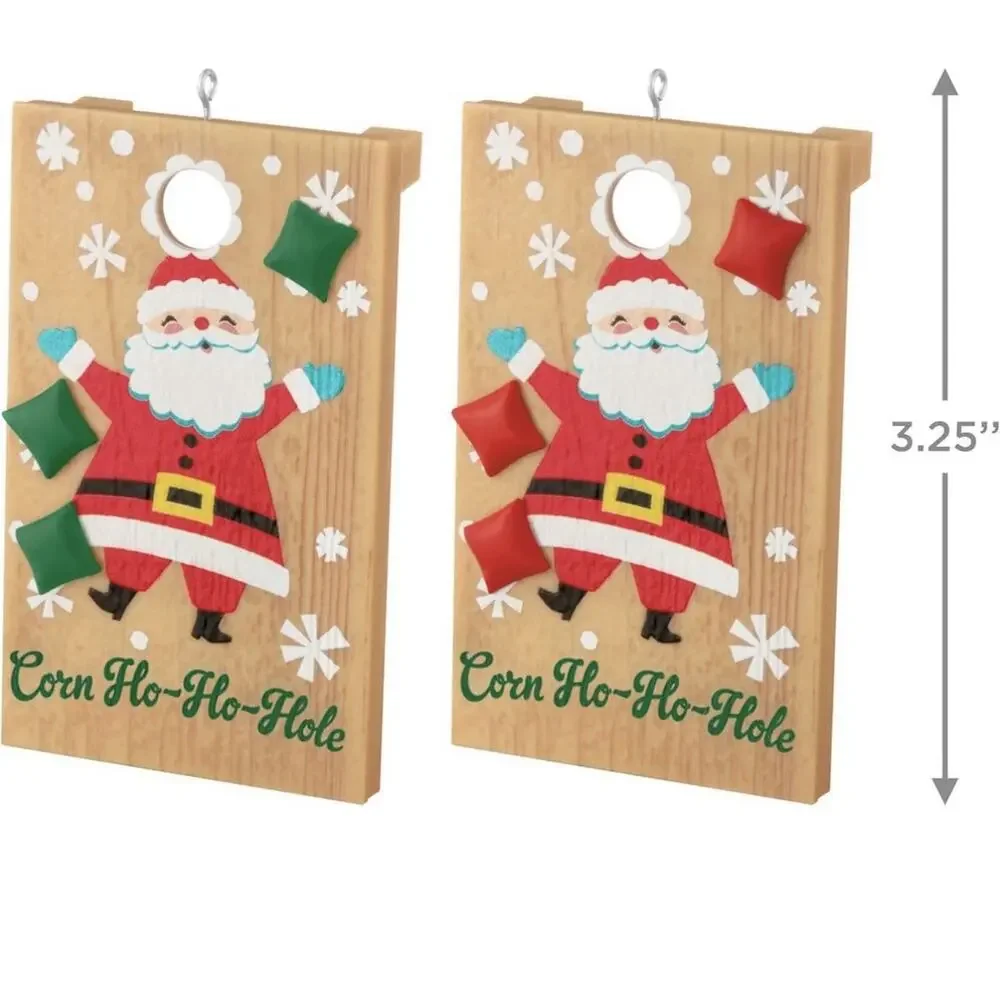 Hallmark Keepsake Corn Ho-Ho-Hole Santa Hanging Christmas Ornament 2025 Set of 2